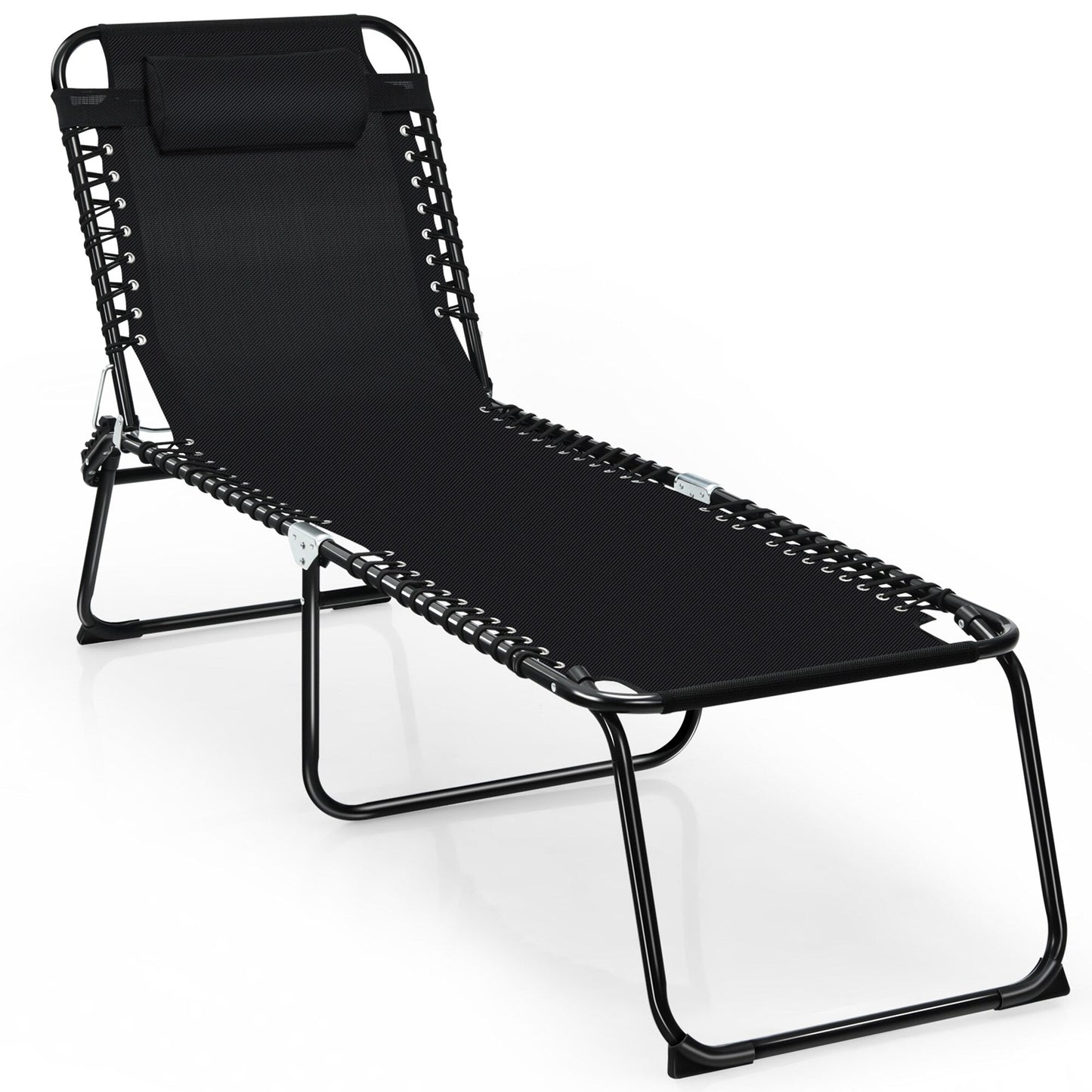Chaise longue de plage pliante Gymax avec oreiller, 4 niveaux