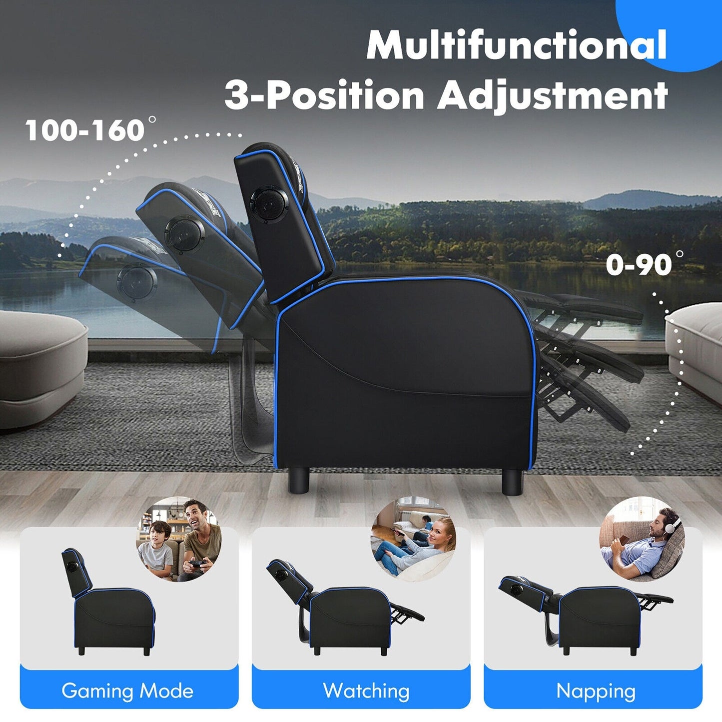 Fauteuil inclinable de massage et de jeu Gymax en cuir PU