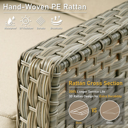 Ensemble de 2 chaises de patio d'extérieur en rotin et osier à dossier haut HOOOWOOO