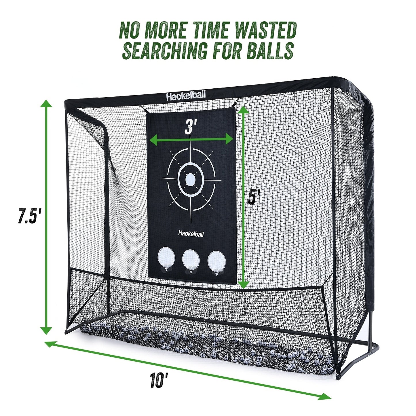 Filet de golf Haokelball 10x7,5 pieds Filet d'entraînement de golf avec tissu cible Filet de frappe de golf robuste