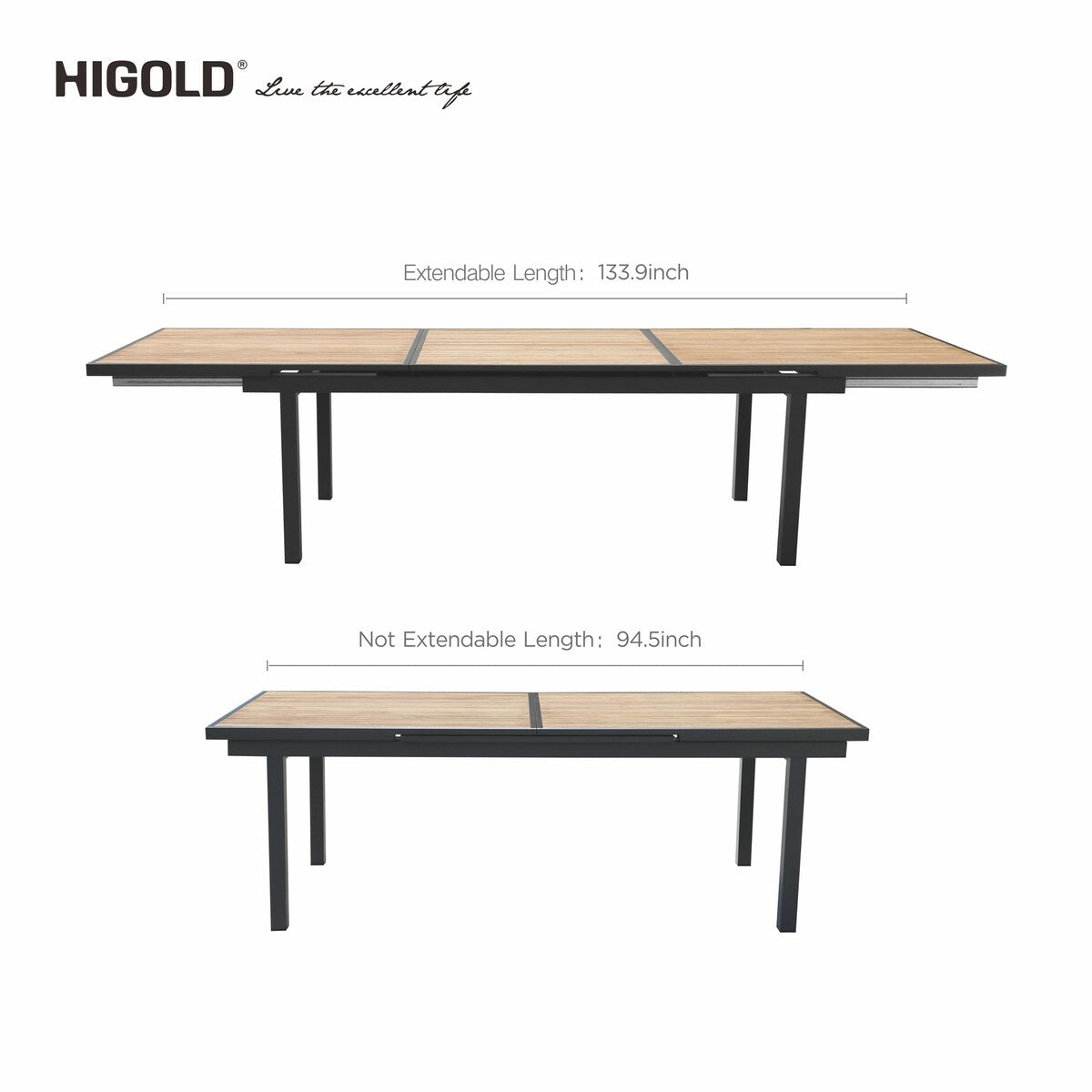Ensemble de salle à manger d'extérieur Heck 13 pièces en teck et aluminium FSC pour 12 personnes, table extensible et chaises empilables, noir anthracite