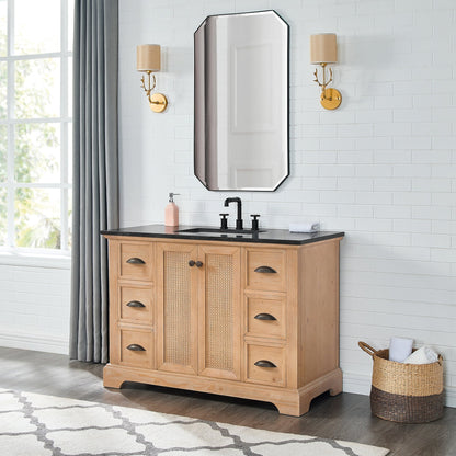 Meuble-lavabo Hervas avec plateau en marbre naturel sans miroir