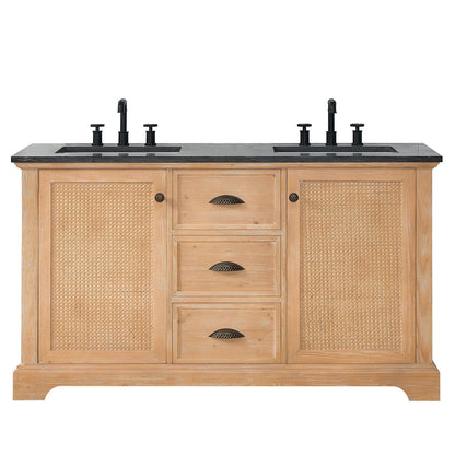 Meuble-lavabo Hervas avec plateau en marbre naturel sans miroir