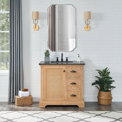 Meuble-lavabo Hervas avec plateau en marbre naturel sans miroir
