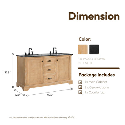 Meuble-lavabo Hervas avec plateau en marbre naturel sans miroir