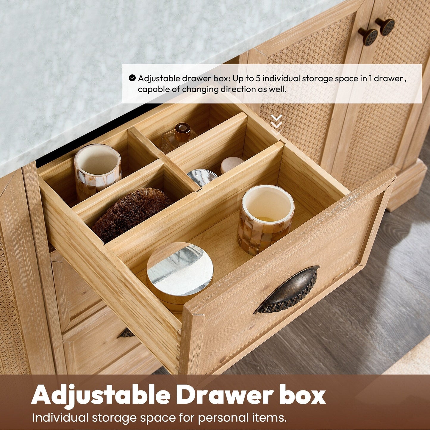 Meuble-lavabo Hervas avec plateau en marbre naturel sans miroir