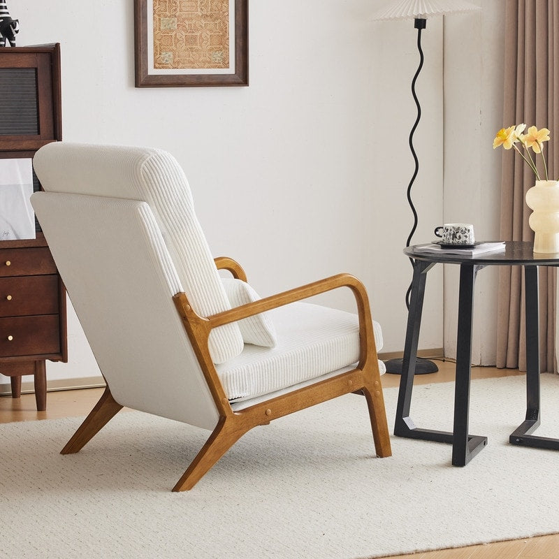 Chaise de loisirs à dossier haut en bois massif avec accoudoirs et dossier Chaise d'appoint