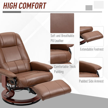 Fauteuil inclinable manuel pivotant et réglable en similicuir HomCom avec repose-pieds confortable et relaxant