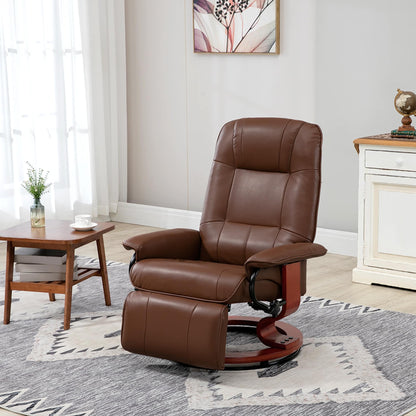 Fauteuil inclinable manuel pivotant et réglable en similicuir HomCom avec repose-pieds confortable et relaxant