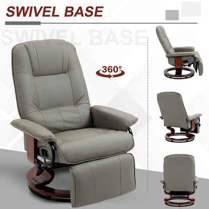 Fauteuil inclinable manuel pivotant et réglable en similicuir HomCom avec repose-pieds confortable et relaxant