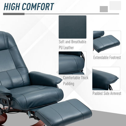 Fauteuil inclinable manuel pivotant et réglable en similicuir HomCom avec repose-pieds confortable et relaxant