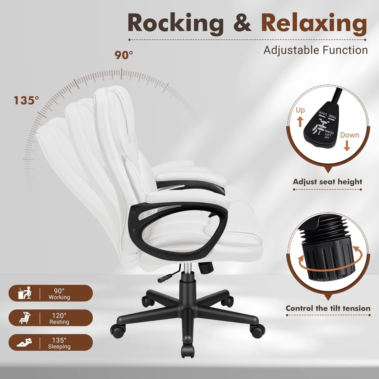 Chaise de bureau ergonomique Homall à dossier haut