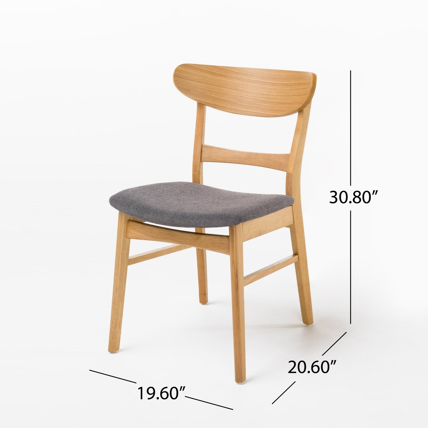 Chaise de salle à manger Abrielle en bois d'hévéa rembourrée de style milieu de siècle (lot de 2) par Christopher Knight Home