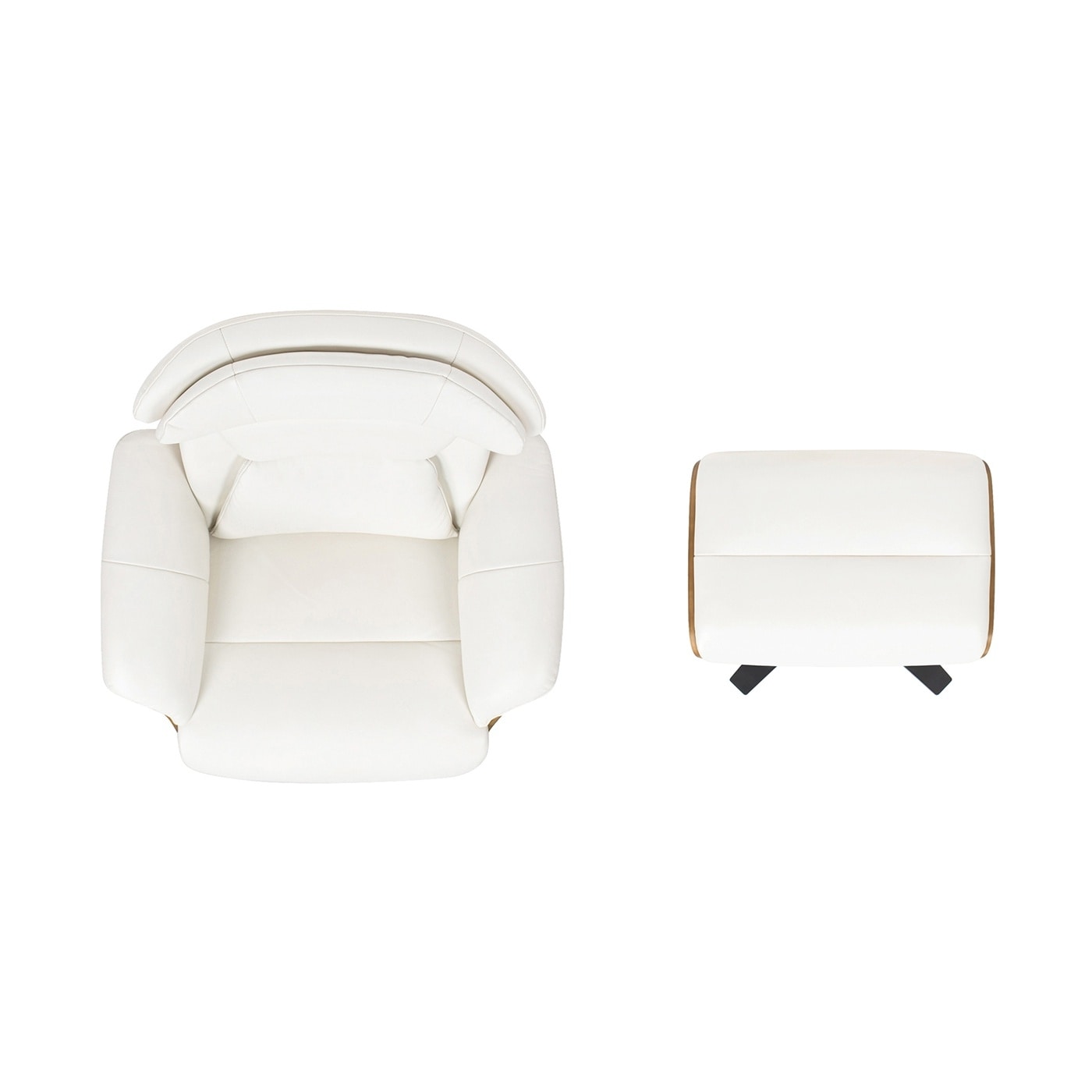 Fauteuil inclinable Jovan 31,5 en cuir véritable avec pouf