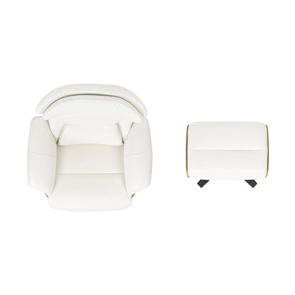 Fauteuil inclinable Jovan 31,5 en cuir véritable avec pouf