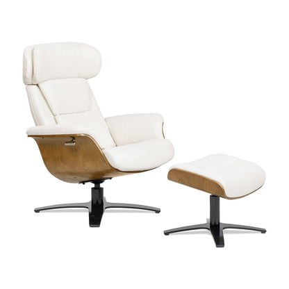 Fauteuil inclinable Jovan 31,5 en cuir véritable avec pouf