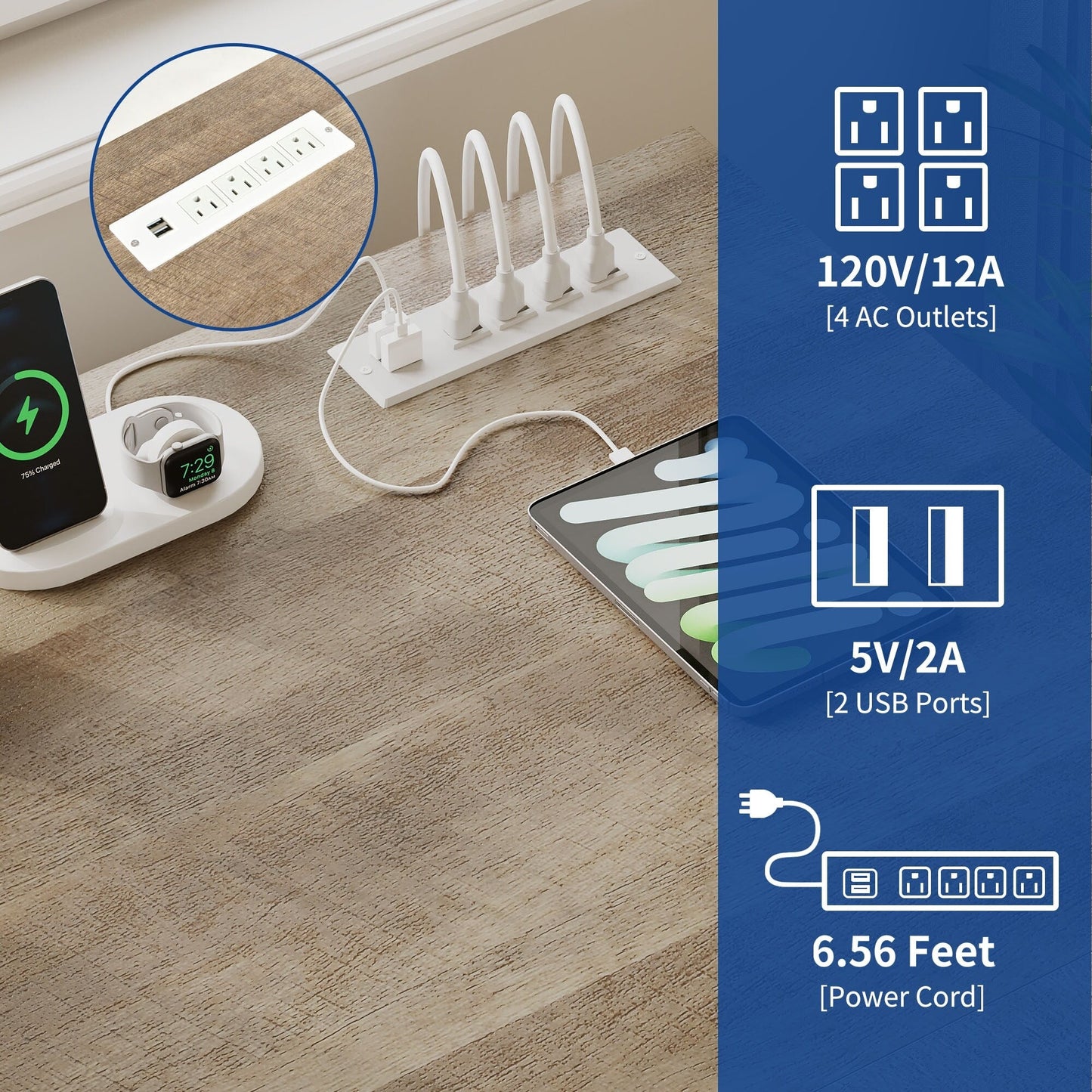 Bureau d'angle gaming Moasis en forme de L, 150 cm (59 pouces), avec support pour écran