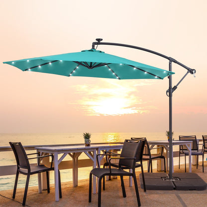 Parasol déporté de terrasse LIVOOSUN de 3 m avec éclairage LED et base en croix