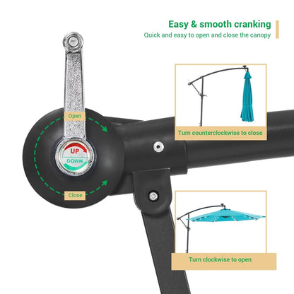 Parasol déporté de terrasse LIVOOSUN de 3 m avec éclairage LED et base en croix