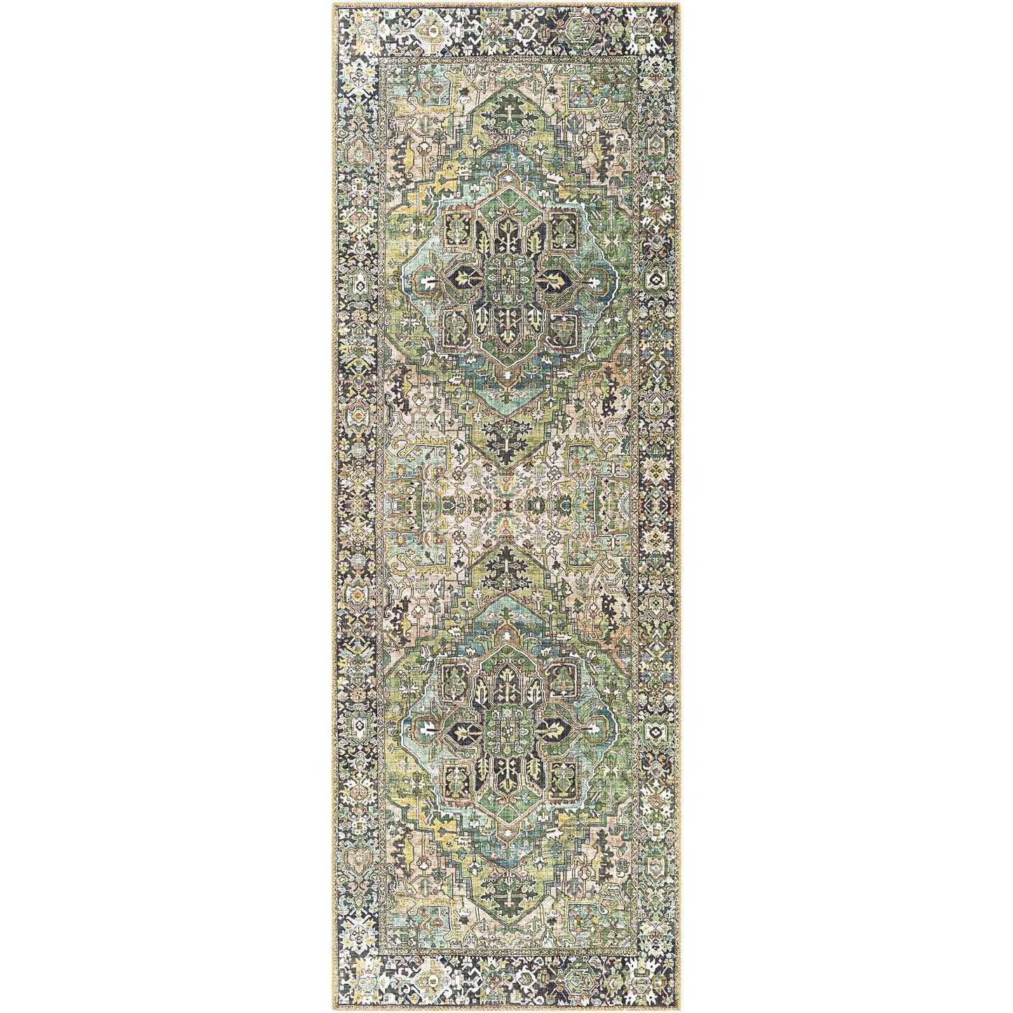 Tapis de sol Livabliss Iris à médaillon traditionnel revisité