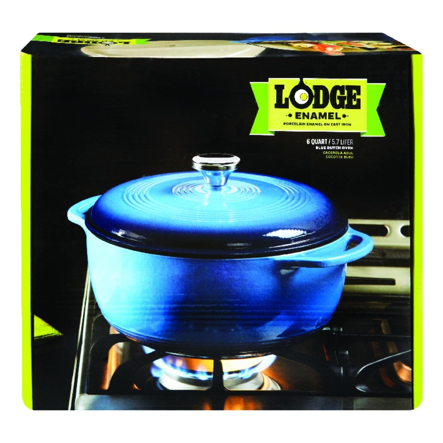 Cocotte en fonte émaillée bleue Lodge Essential de 6 litres