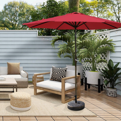 Parasol de terrasse Lopes de 2,74 m (9 pi) avec pied et support lestés finition bronze inclus