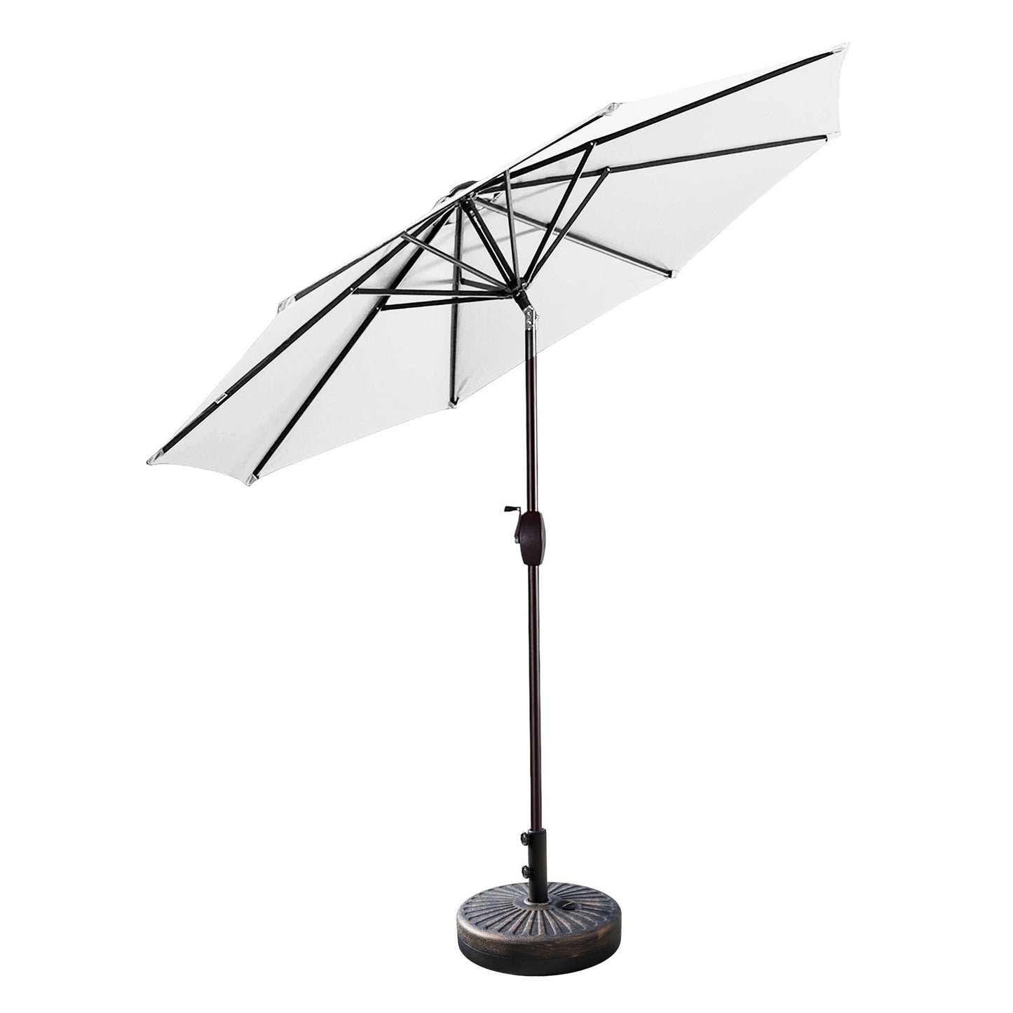 Parasol de terrasse Lopes de 2,74 m (9 pi) avec pied et support lestés finition bronze inclus