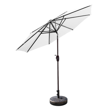 Parasol de terrasse Lopes de 2,74 m (9 pi) avec pied et support lestés finition bronze inclus