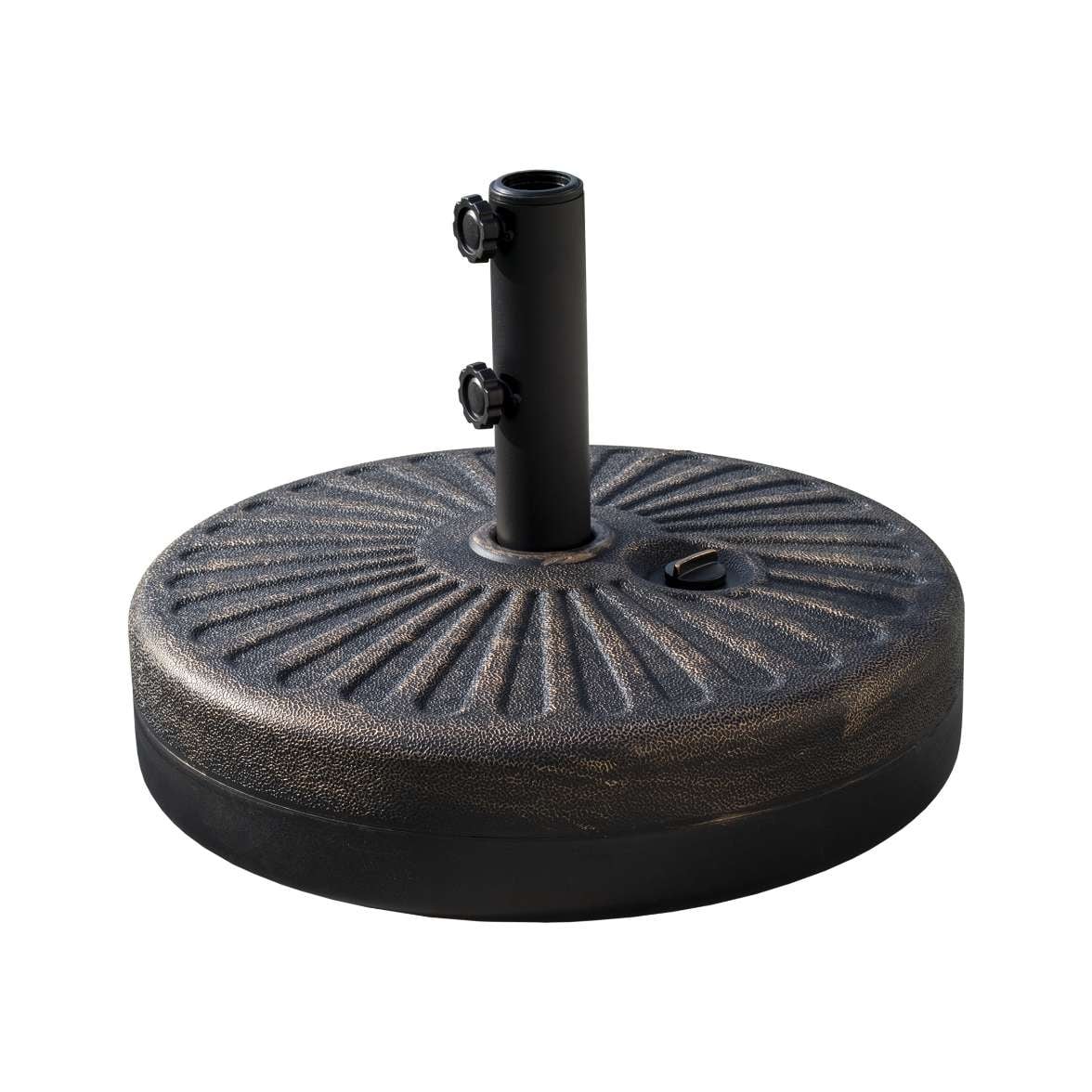 Parasol de terrasse Lopes de 2,74 m (9 pi) avec pied et support lestés finition bronze inclus