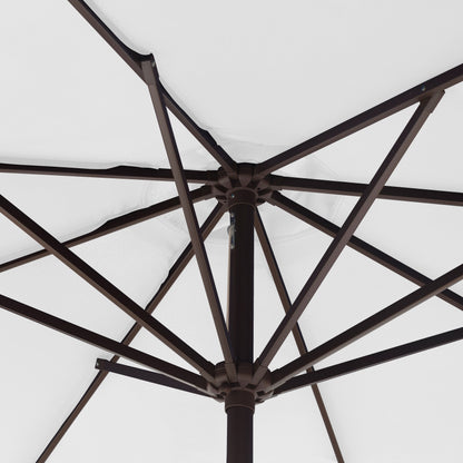 Parasol de terrasse Lopes de 2,74 m (9 pi) avec pied et support lestés finition bronze inclus