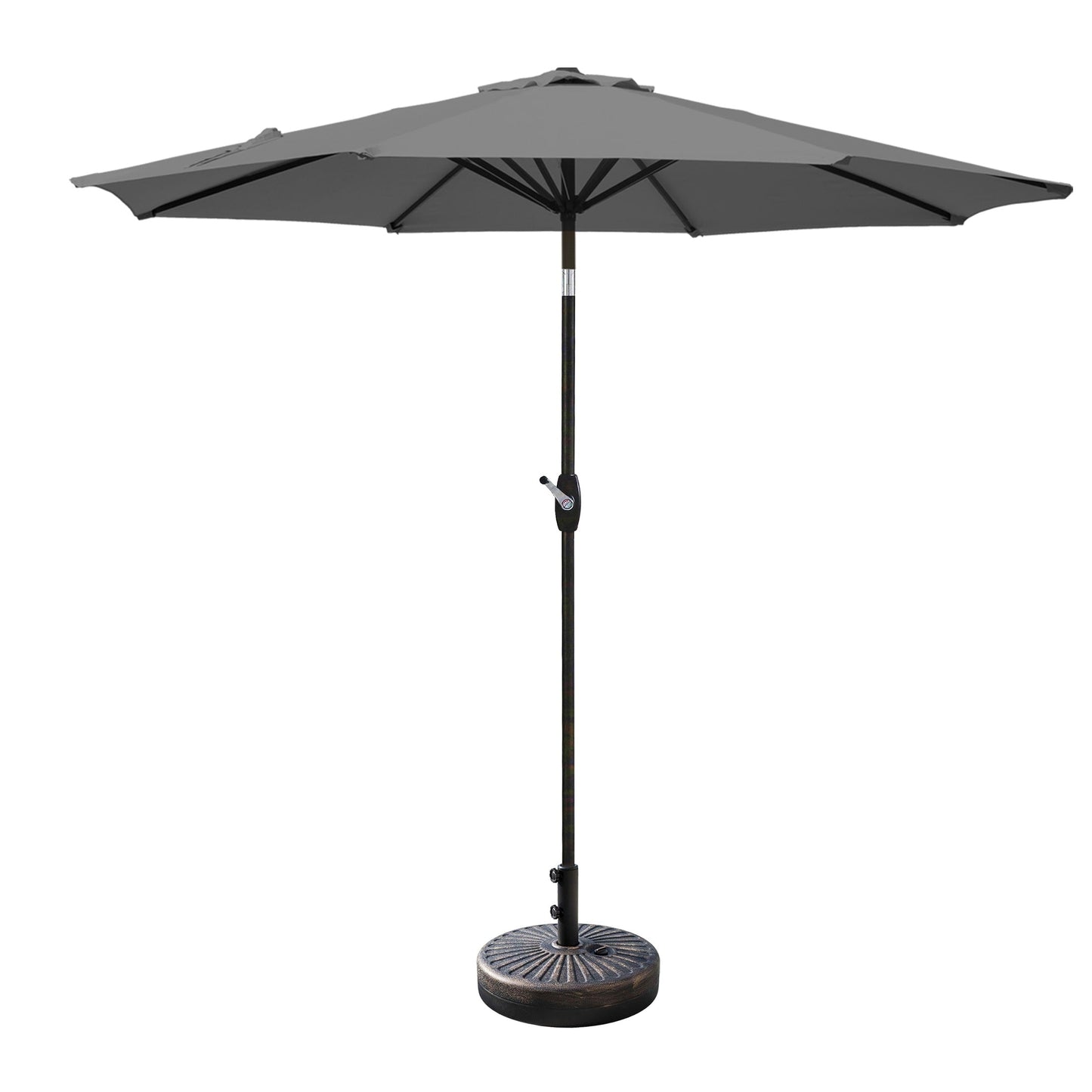 Parasol de terrasse Lopes de 2,74 m (9 pi) avec pied et support lestés finition bronze inclus