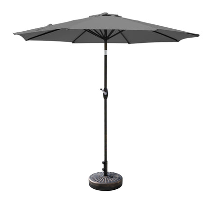 Parasol de terrasse Lopes de 2,74 m (9 pi) avec pied et support lestés finition bronze inclus