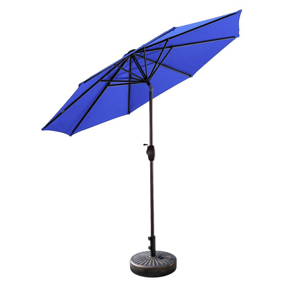 Parasol de terrasse Lopes de 2,74 m (9 pi) avec pied et support lestés finition bronze inclus