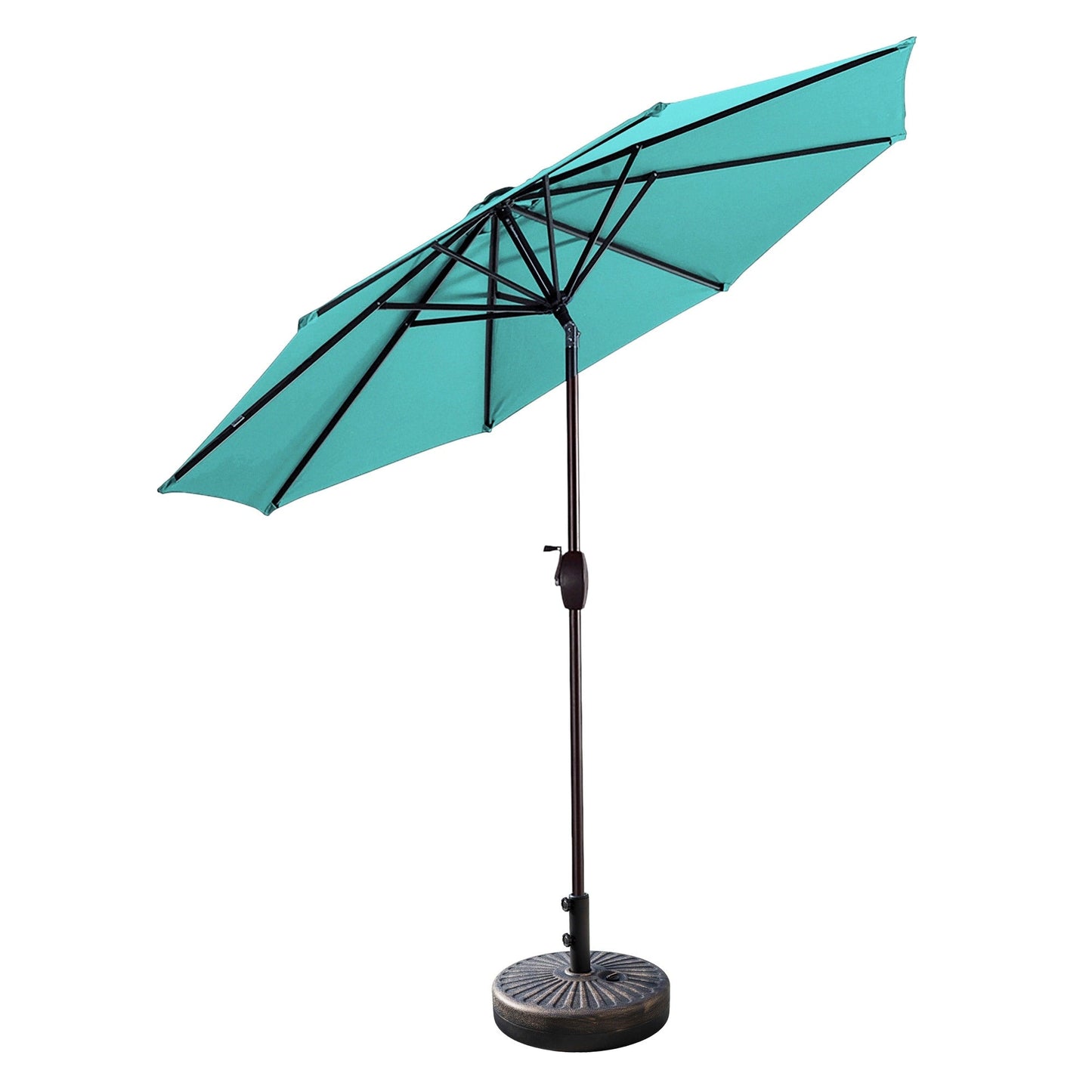 Parasol de terrasse Lopes de 2,74 m (9 pi) avec pied et support lestés finition bronze inclus