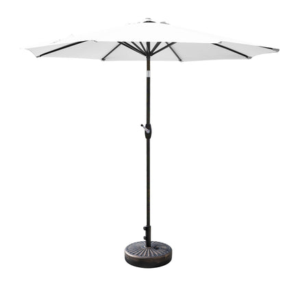Parasol de terrasse Lopes de 2,74 m (9 pi) avec pied et support lestés finition bronze inclus