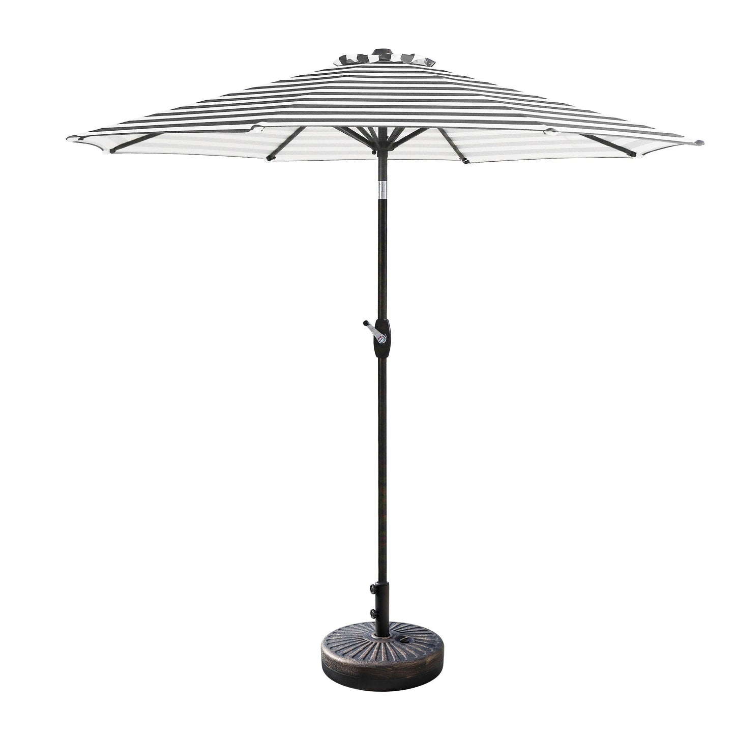 Parasol de terrasse Lopes de 2,74 m (9 pi) avec pied et support lestés finition bronze inclus