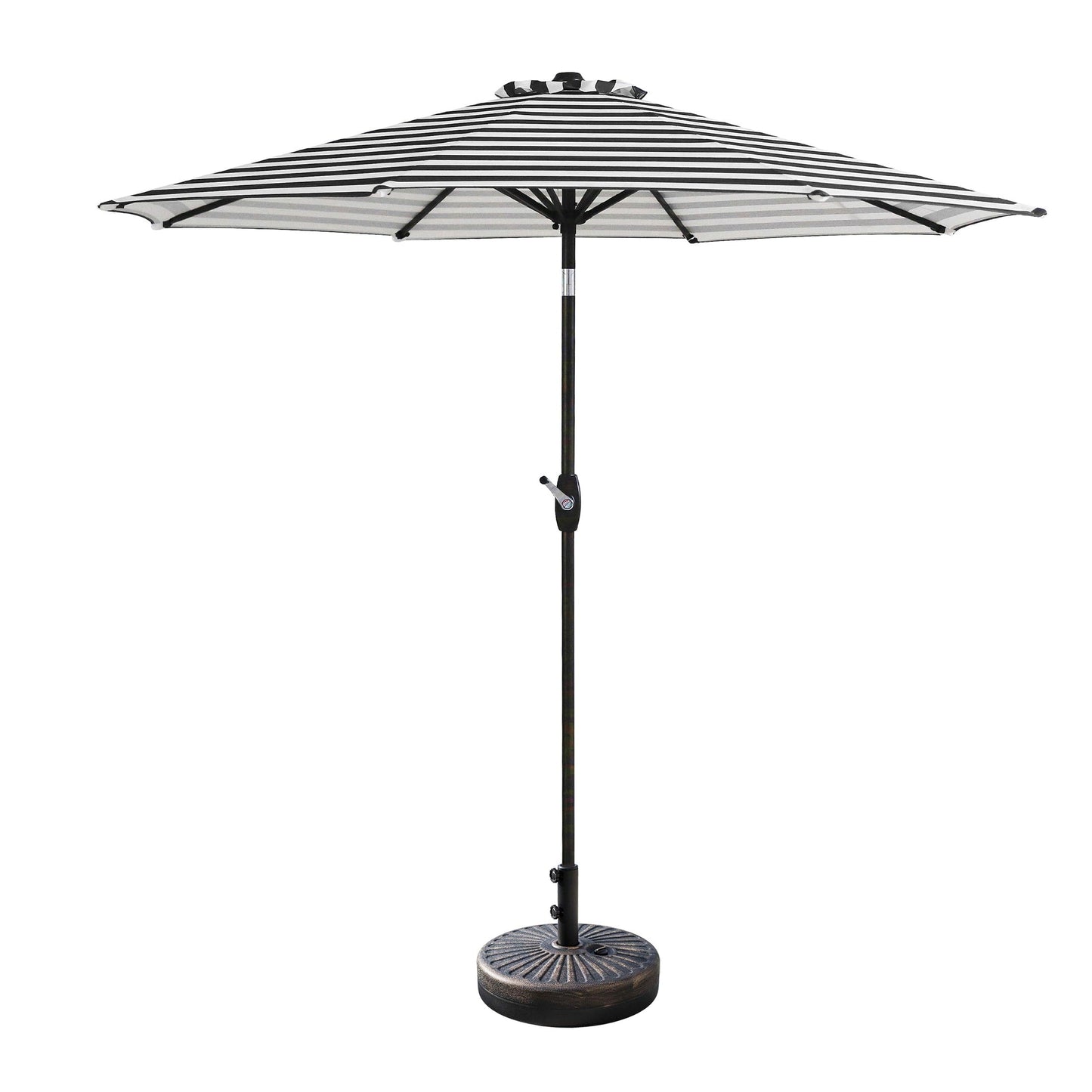 Parasol de terrasse Lopes de 2,74 m (9 pi) avec pied et support lestés finition bronze inclus