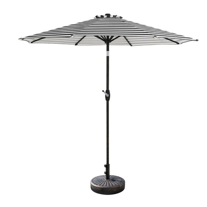 Parasol de terrasse Lopes de 2,74 m (9 pi) avec pied et support lestés finition bronze inclus