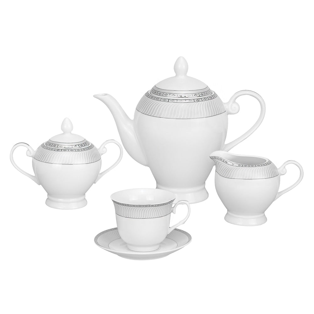 Service de table 57 pièces en porcelaine avec accents argentés Lorren Home Trends