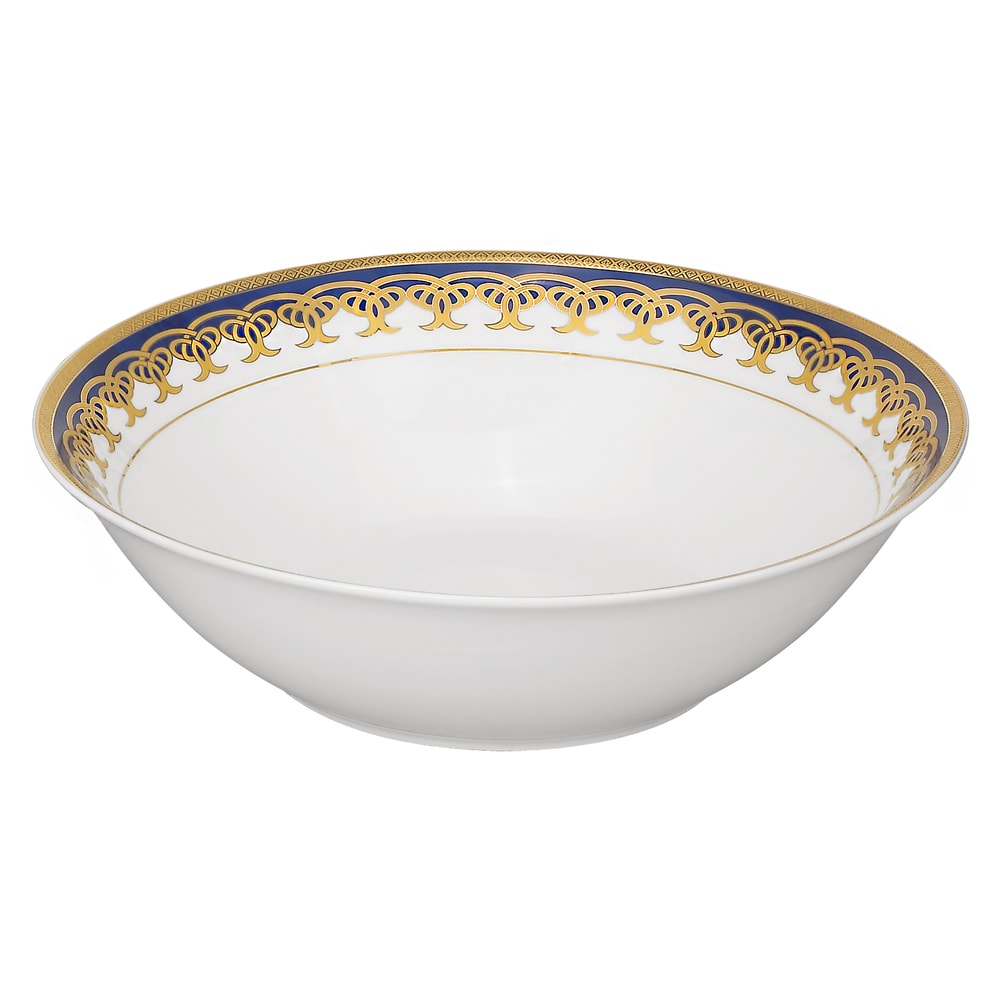 Service de table en porcelaine 57 pièces Lorren Home Trends, accents or et bleu