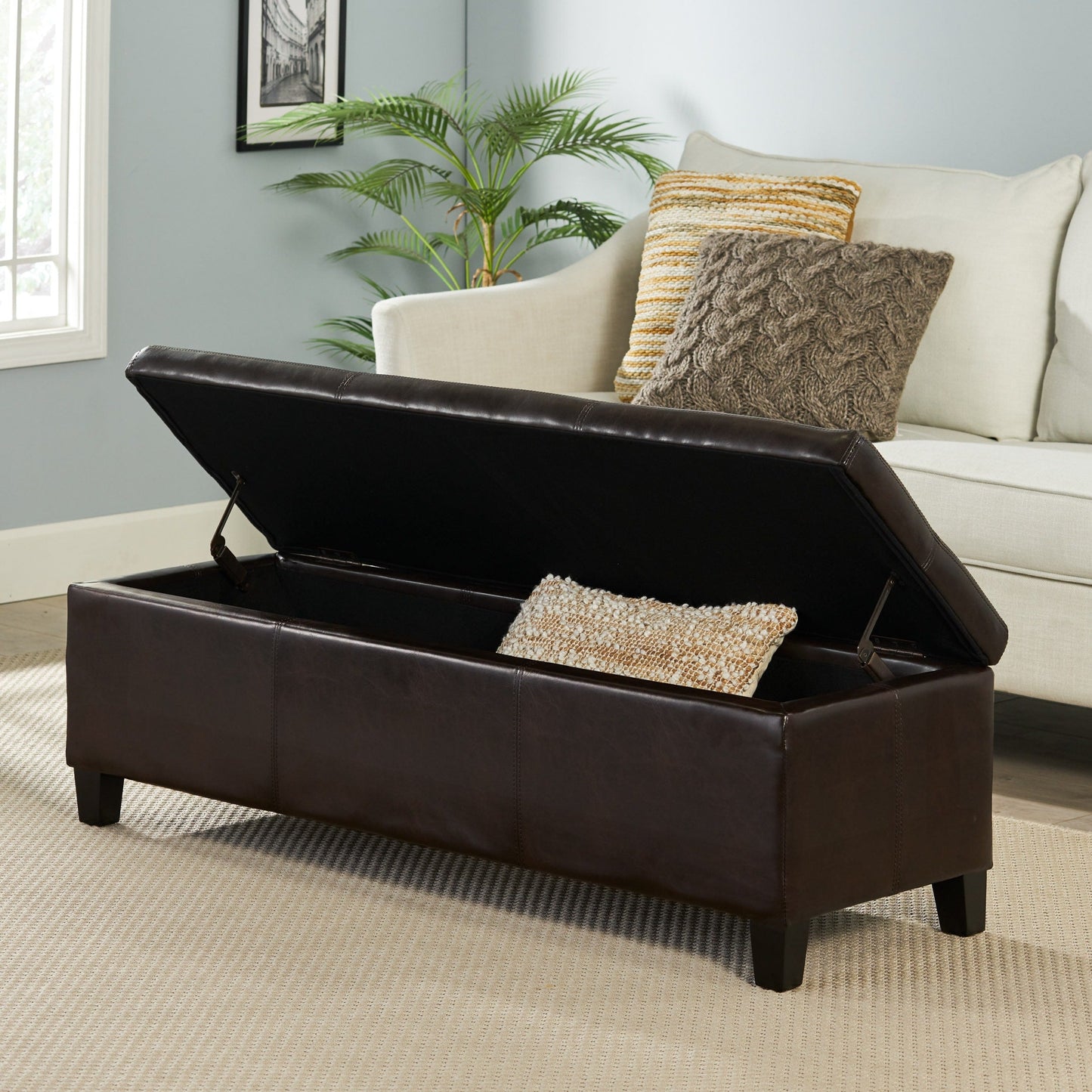 Banc de rangement Lucinda en similicuir de Christopher Knight Home - 51,25 cm L x 17,50 cm l x 16,25 cm H
