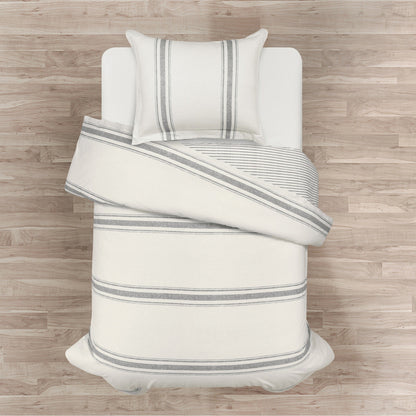 Ensemble de housse de couette 3 pièces à rayures style ferme Lush Decor