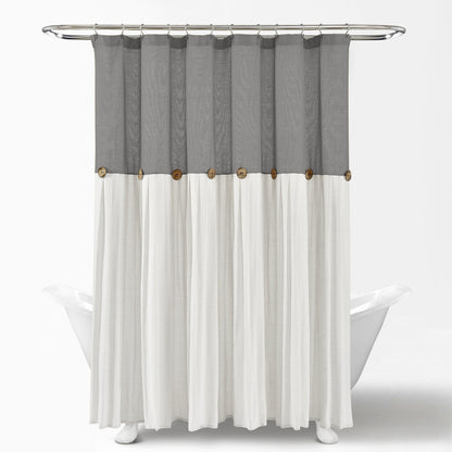 Rideau de douche à boutons en lin bicolore Lush Decor