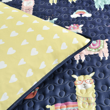 Ensemble de courtepointe réversible à imprimé lama cactus du sud-ouest de Lush Decor