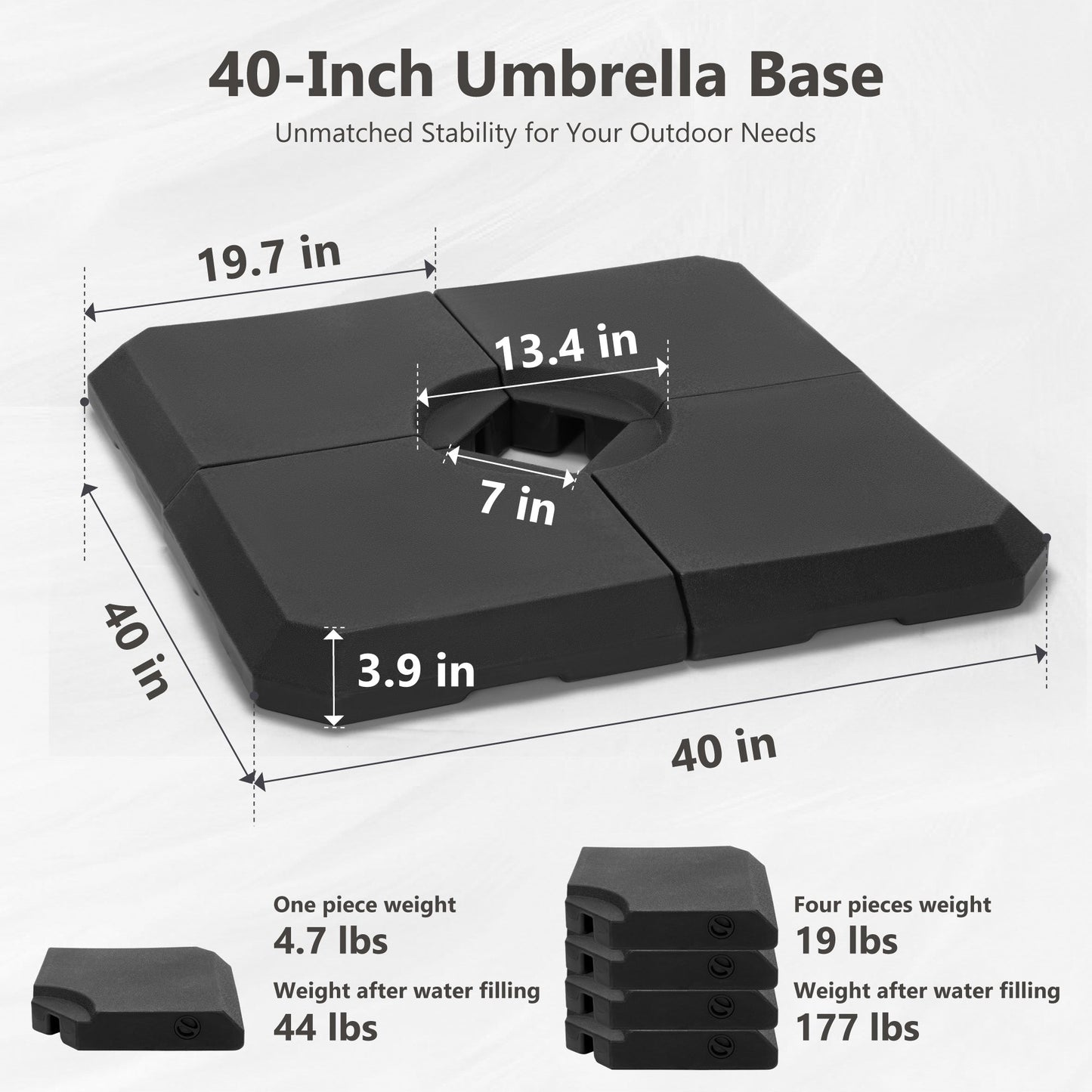 Parasol déporté hydraulique automatique MAISON ARTS de 3,66 m (12 pi) avec mât en aluminium et rotation à 360°