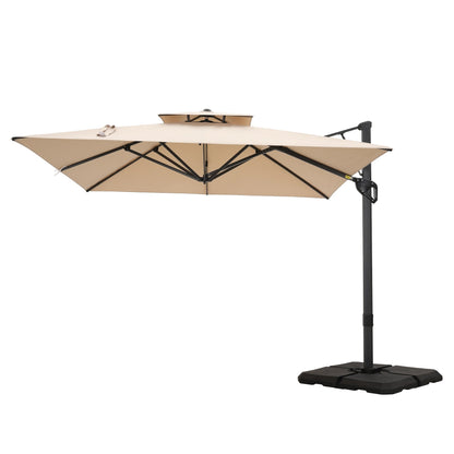 Parasol déporté hydraulique automatique MAISON ARTS de 3,66 m (12 pi) avec mât en aluminium et rotation à 360°