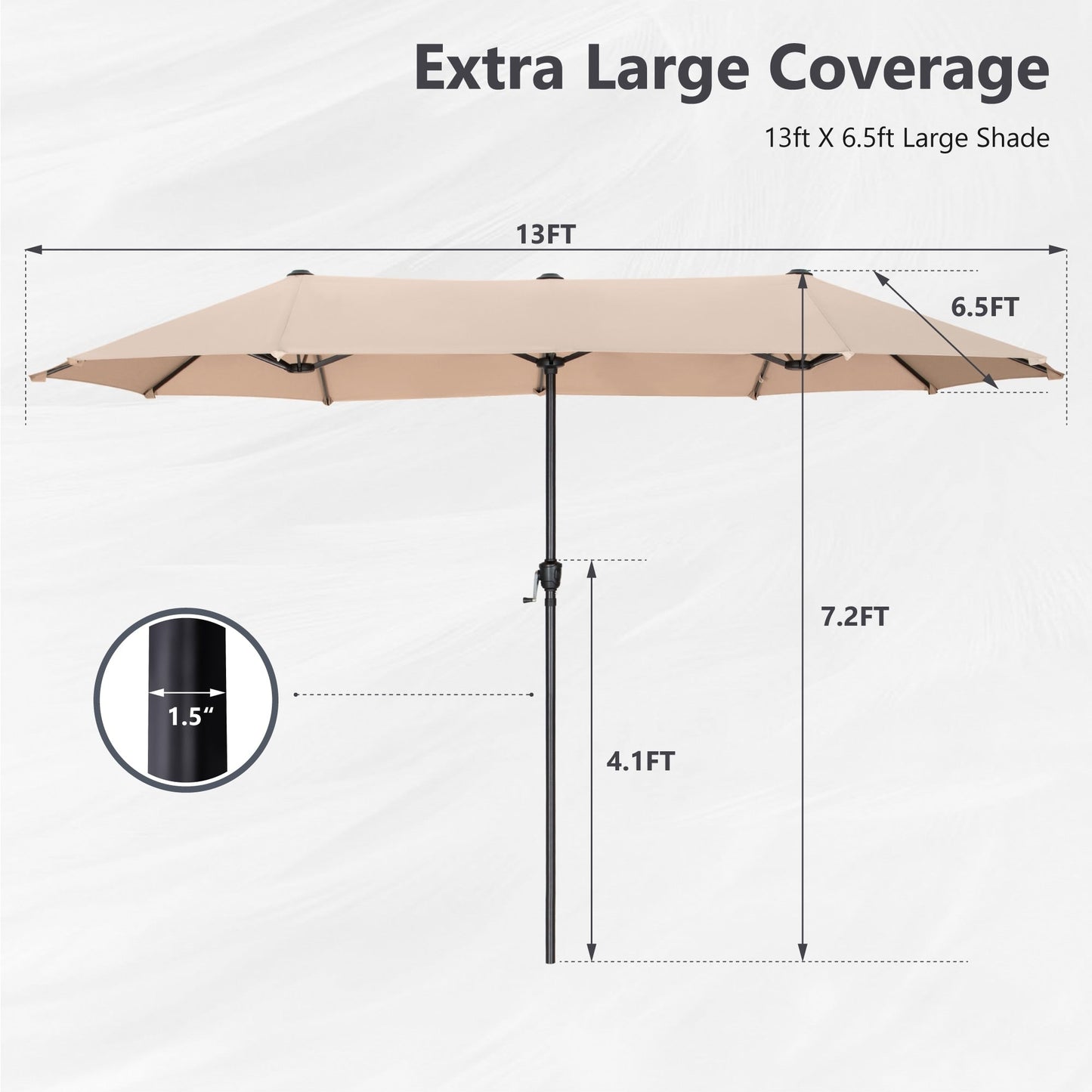 Parasol de terrasse double face extra large de 4 m (13 pi) avec manivelle, MAISON ARTS