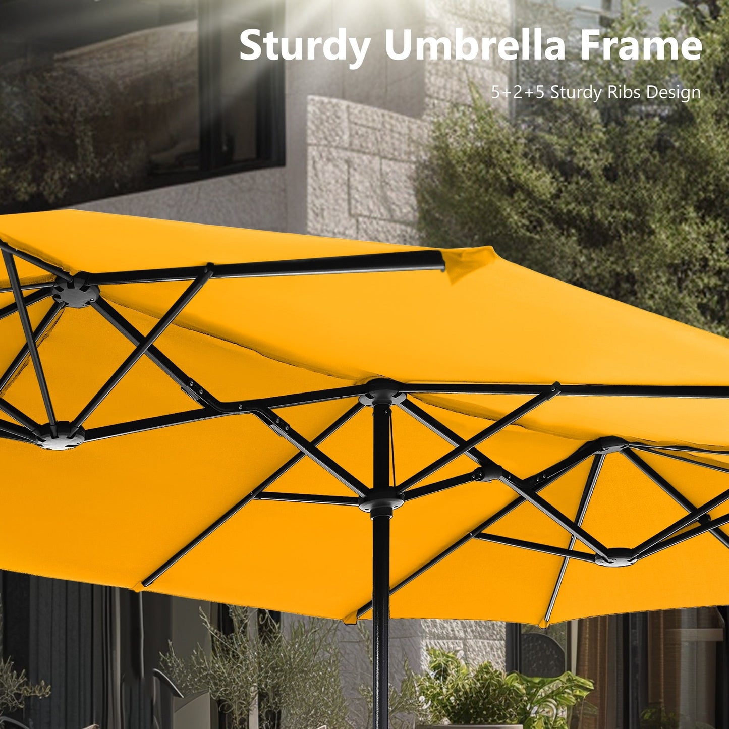 Parasol de terrasse double face extra large de 4 m (13 pi) avec manivelle, MAISON ARTS