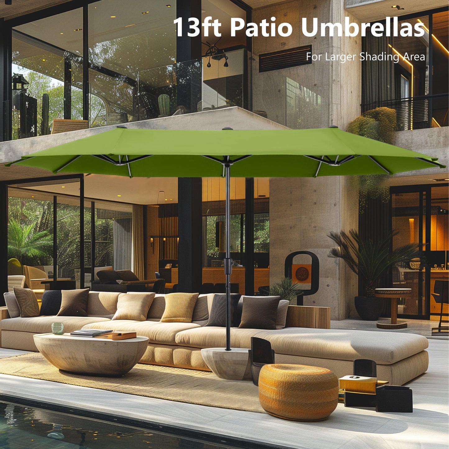 Parasol de terrasse double face extra large de 4 m (13 pi) avec manivelle, MAISON ARTS