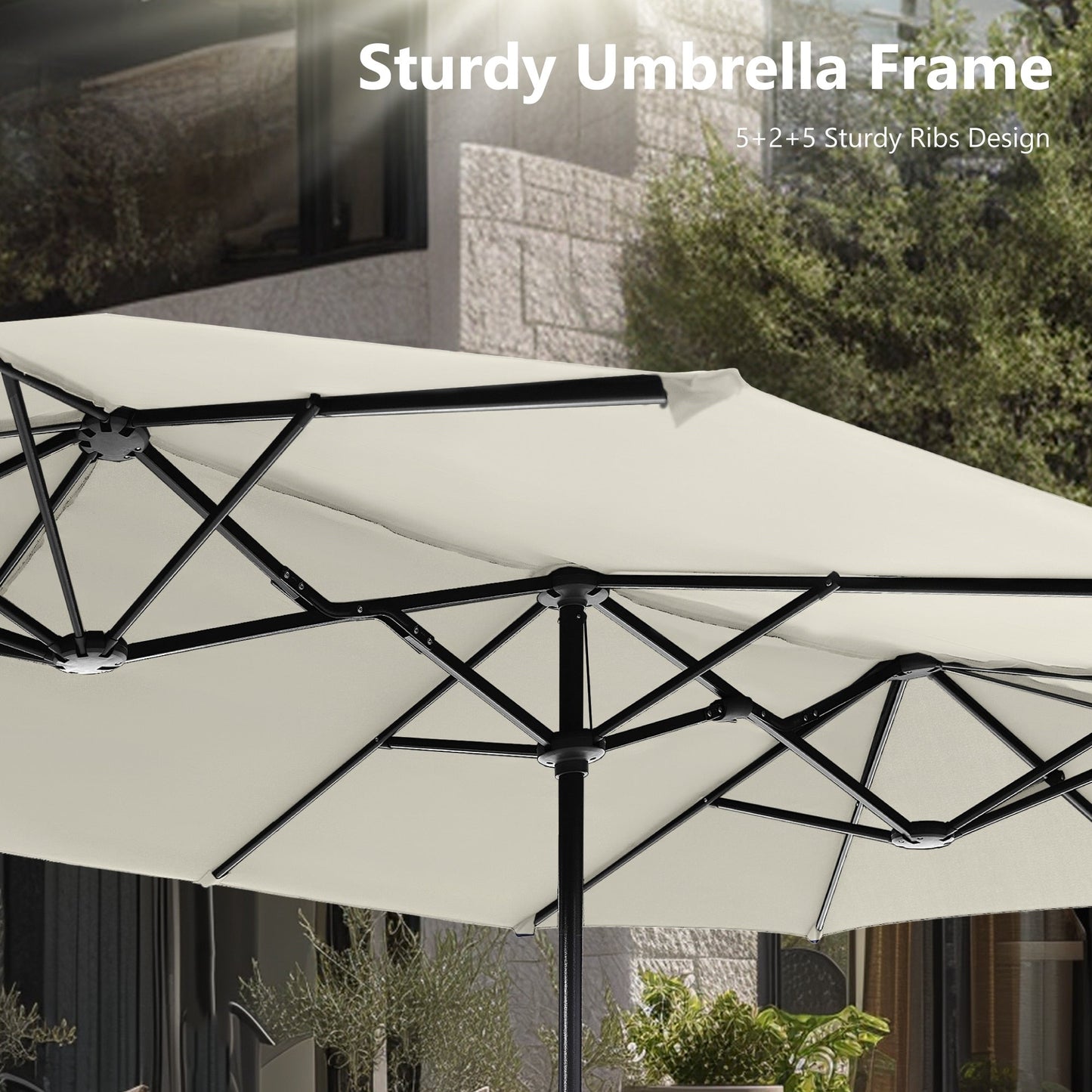 Parasol de terrasse double face extra large de 4 m (13 pi) avec manivelle, MAISON ARTS